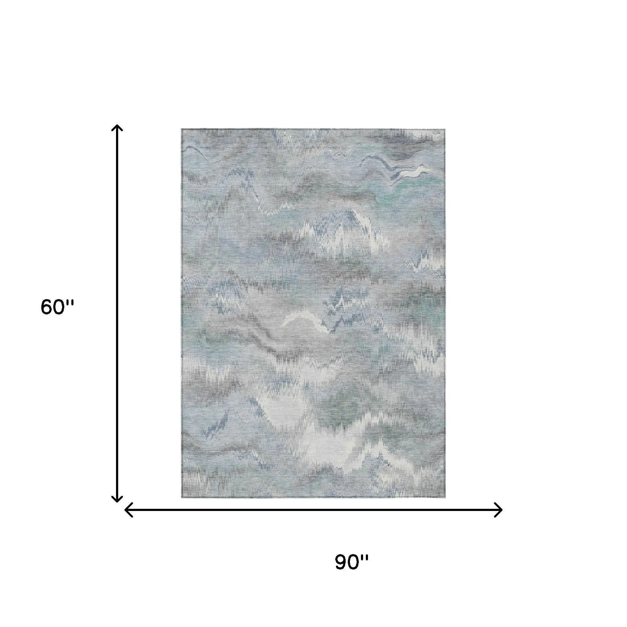 5' X 8' Pewter And Gray Abstract Washable Indoor Outdoor Area Rug Homeroots Outdoor