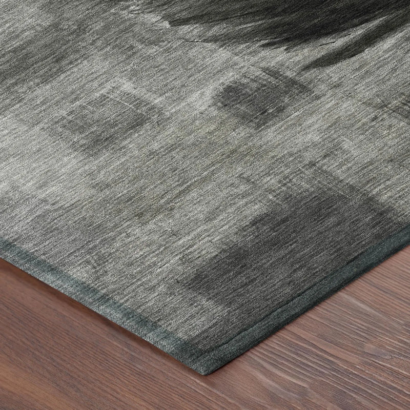 5' X 8' Pewter And Gray Botanical Leaves Washable Indoor Outdoor Area Rug Homeroots Outdoor