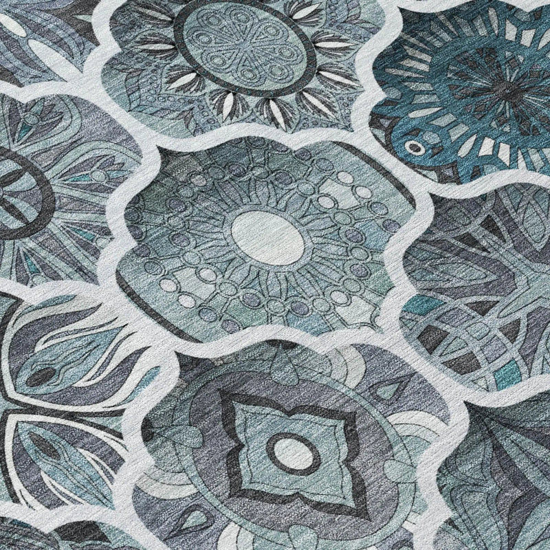 5' X 8' Pewter And Gray Ogee Washable Indoor Outdoor Area Rug Homeroots Outdoor