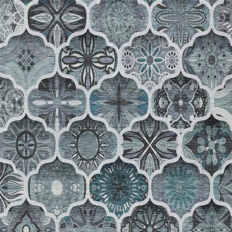 5' X 8' Pewter And Gray Ogee Washable Indoor Outdoor Area Rug Homeroots Outdoor