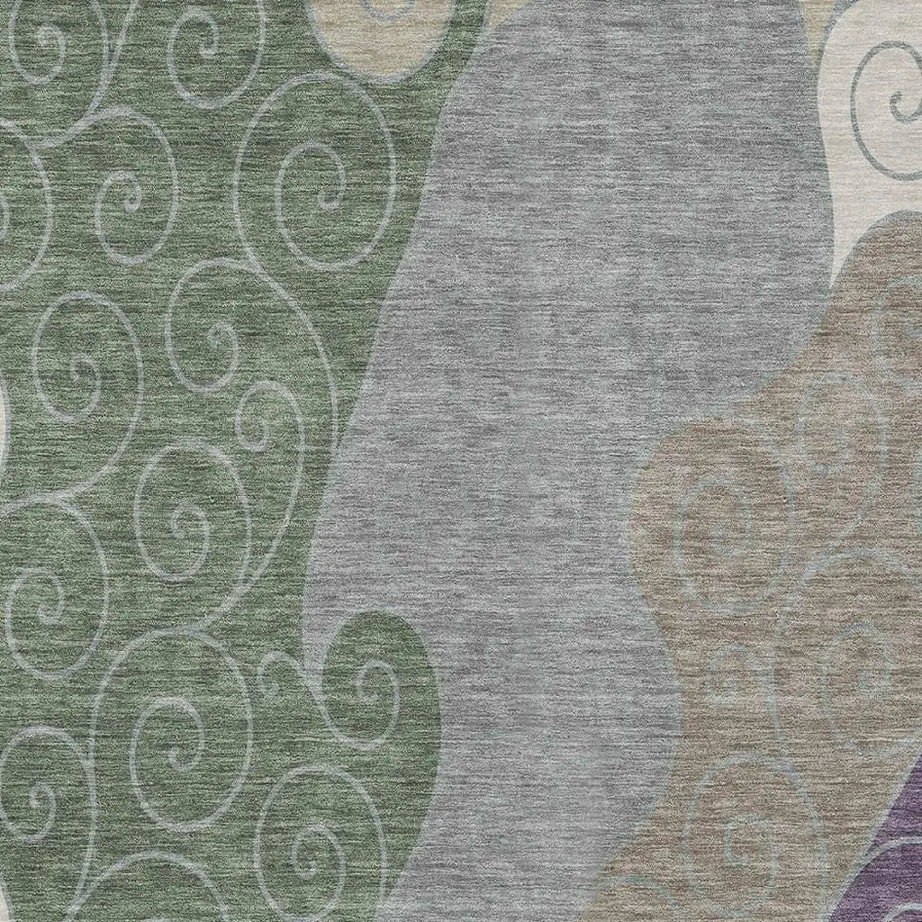 5' X 8' Pewter And Taupe Abstract Washable Indoor Outdoor Area Rug Homeroots Outdoor