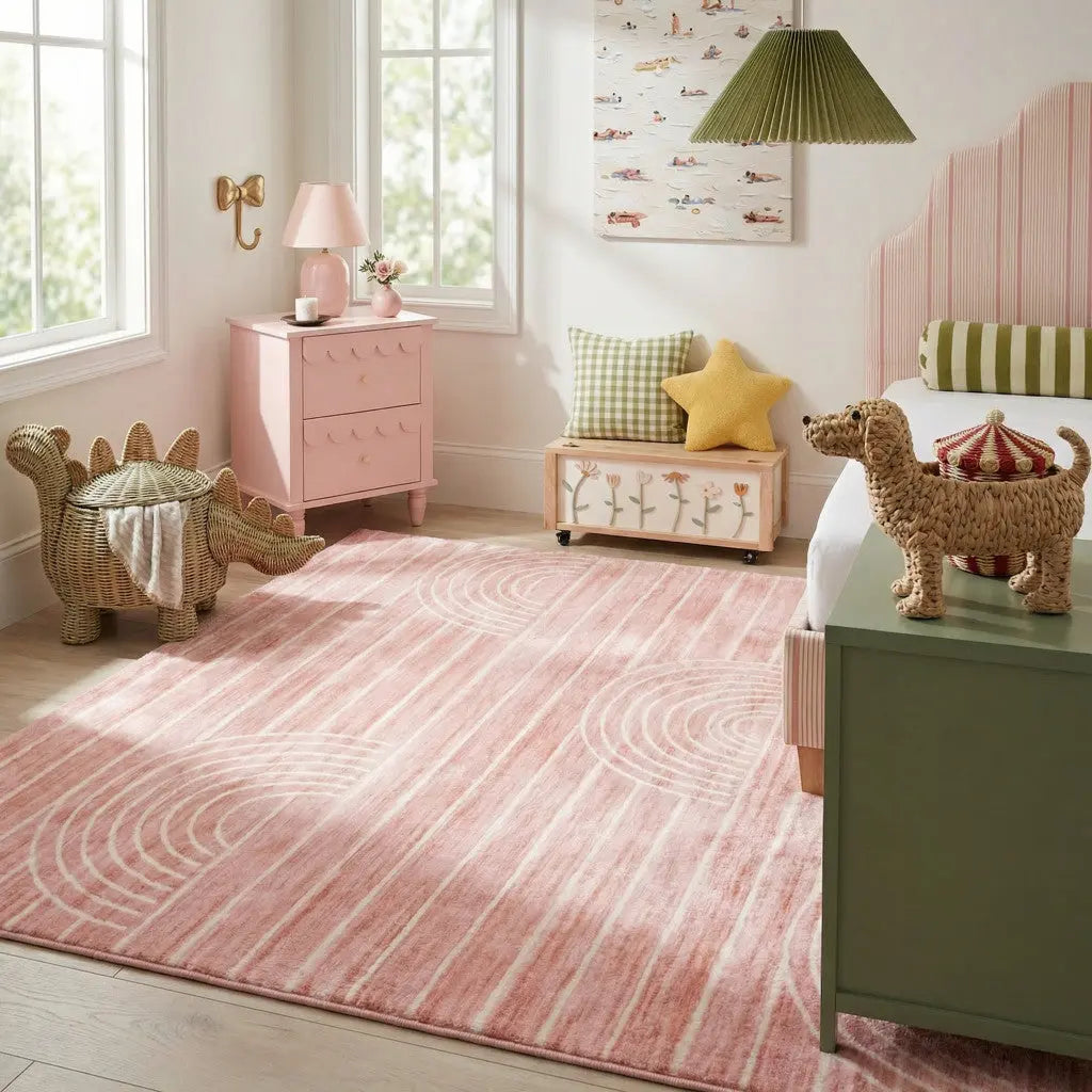 5' X 8' Pink Abstract Area Rug Homeroots Home Decor