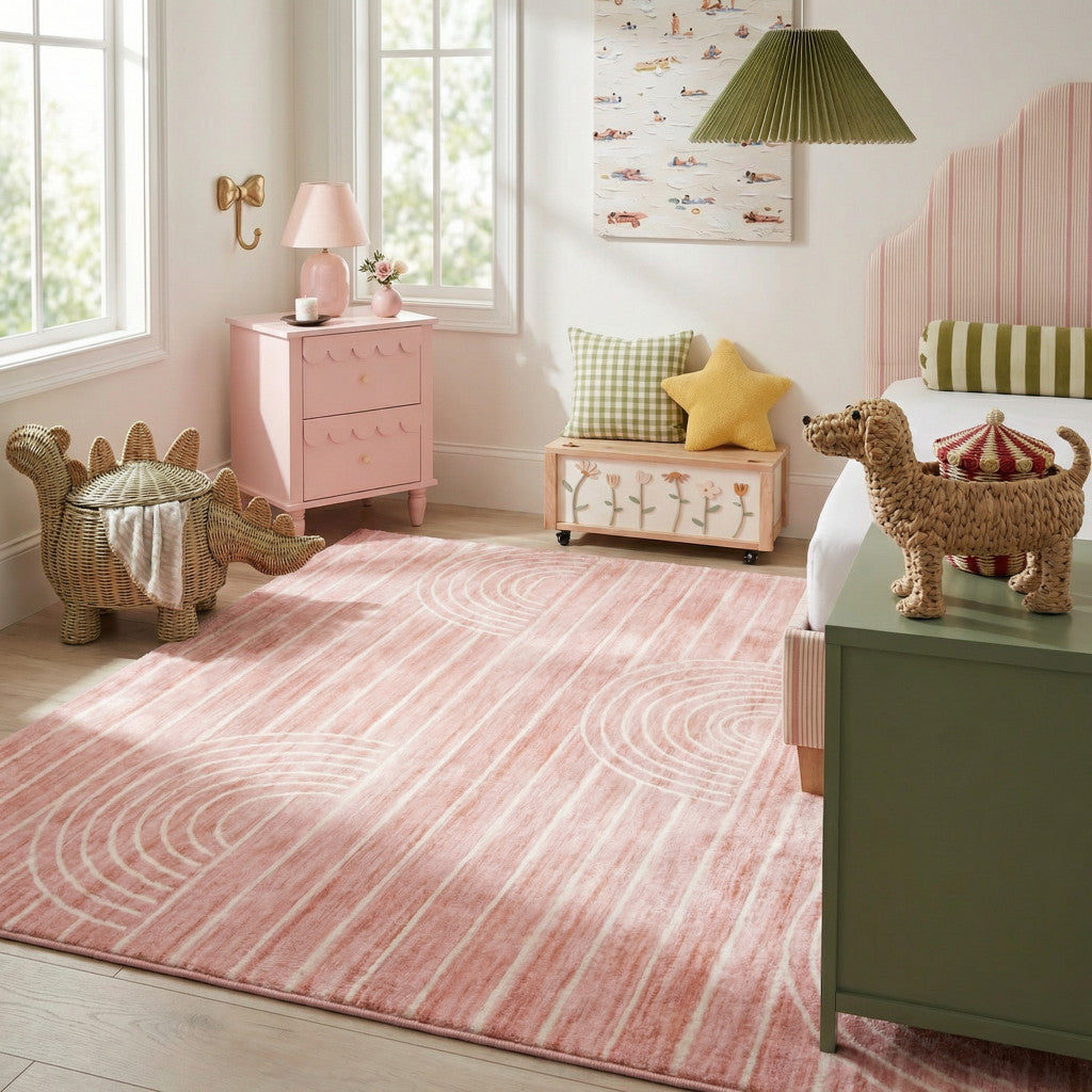 5' X 8' Pink Abstract Area Rug Homeroots Home Decor