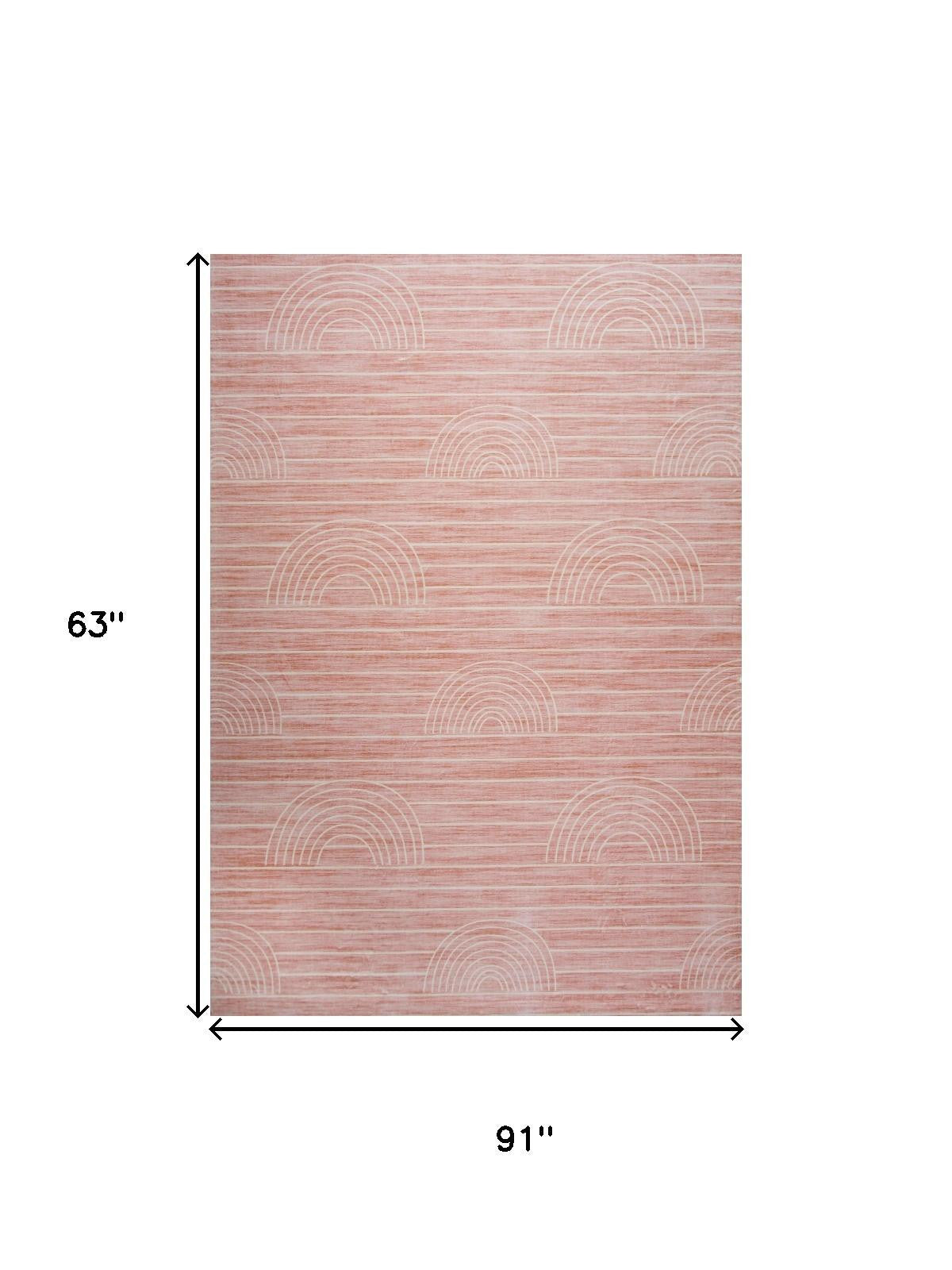 5' X 8' Pink Abstract Area Rug Homeroots Home Decor