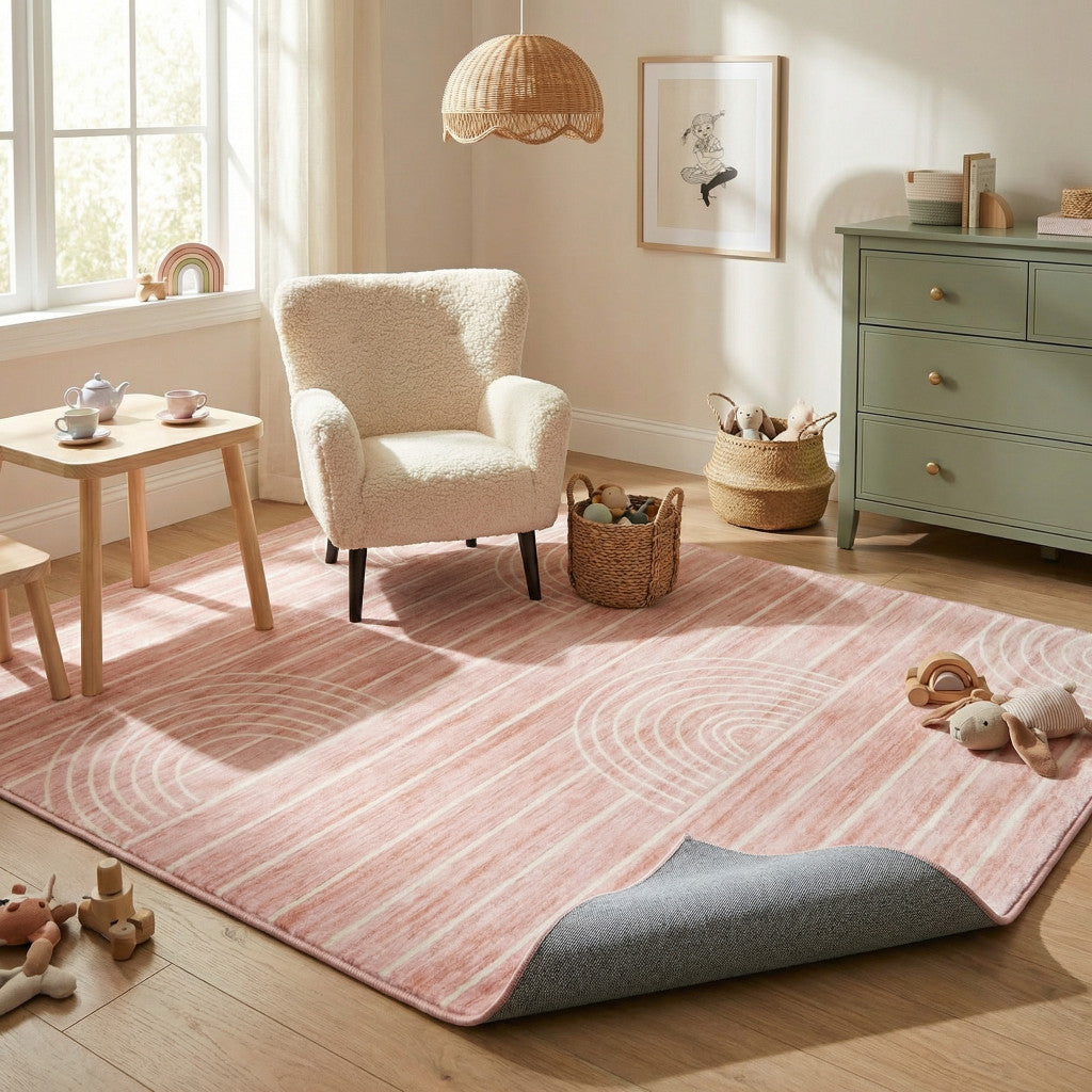 5' X 8' Pink Abstract Area Rug Homeroots Home Decor