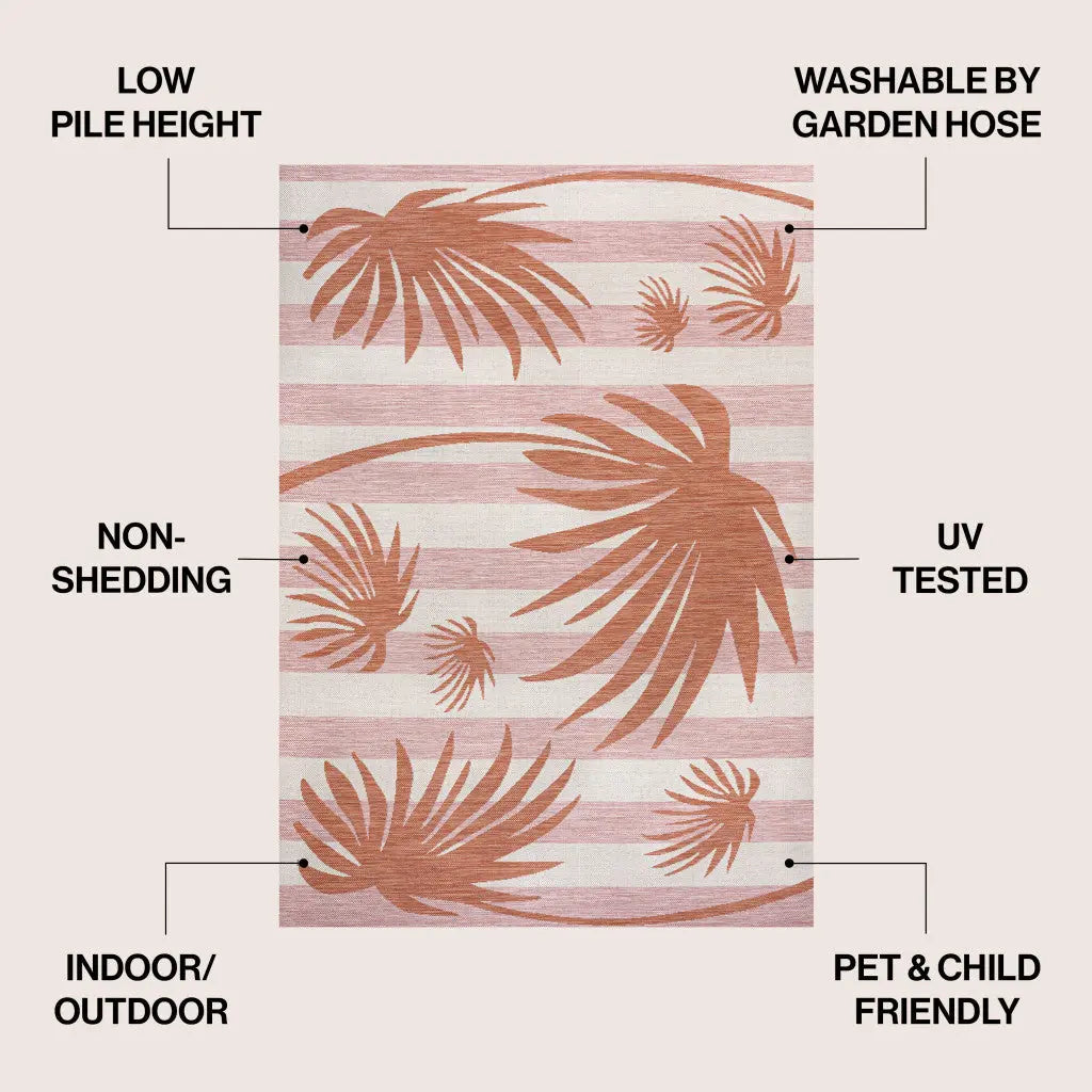 5' X 8' Pink And Cream Floral Indoor Outdoor Area Rug Homeroots Outdoor