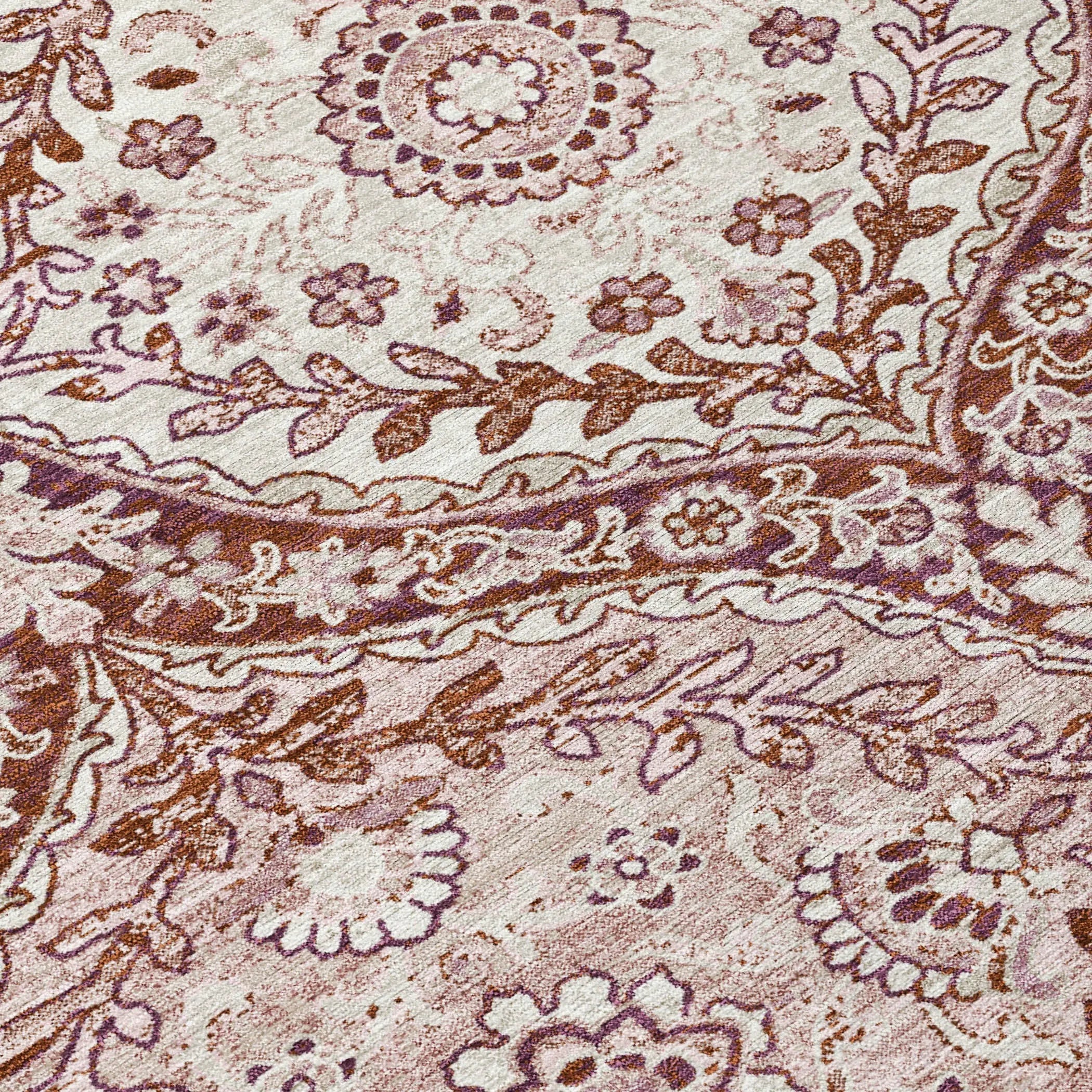 5' X 8' Pink And Green Ogee Washable Indoor Outdoor Area Rug Homeroots Outdoor