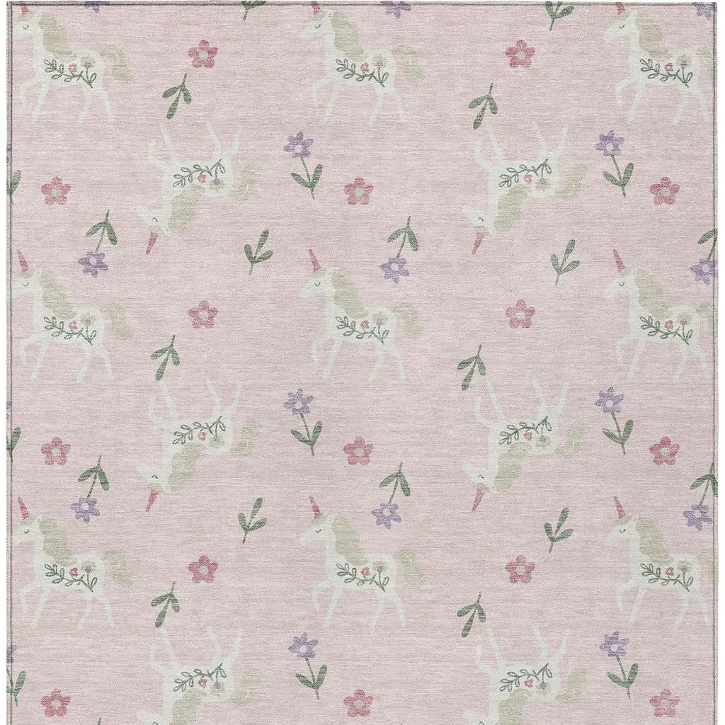 5' X 8' Pink And Ivory Floral Washable Indoor Outdoor Area Rug Homeroots Outdoor