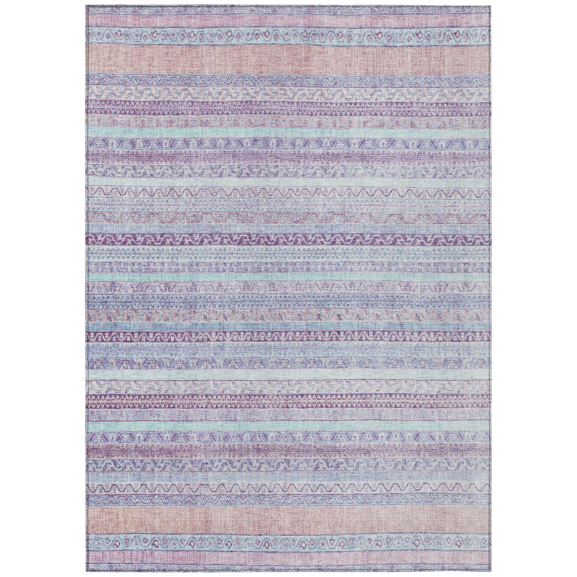 5' X 8' Pink And Lavender Striped Washable Indoor Outdoor Area Rug Homeroots Outdoor