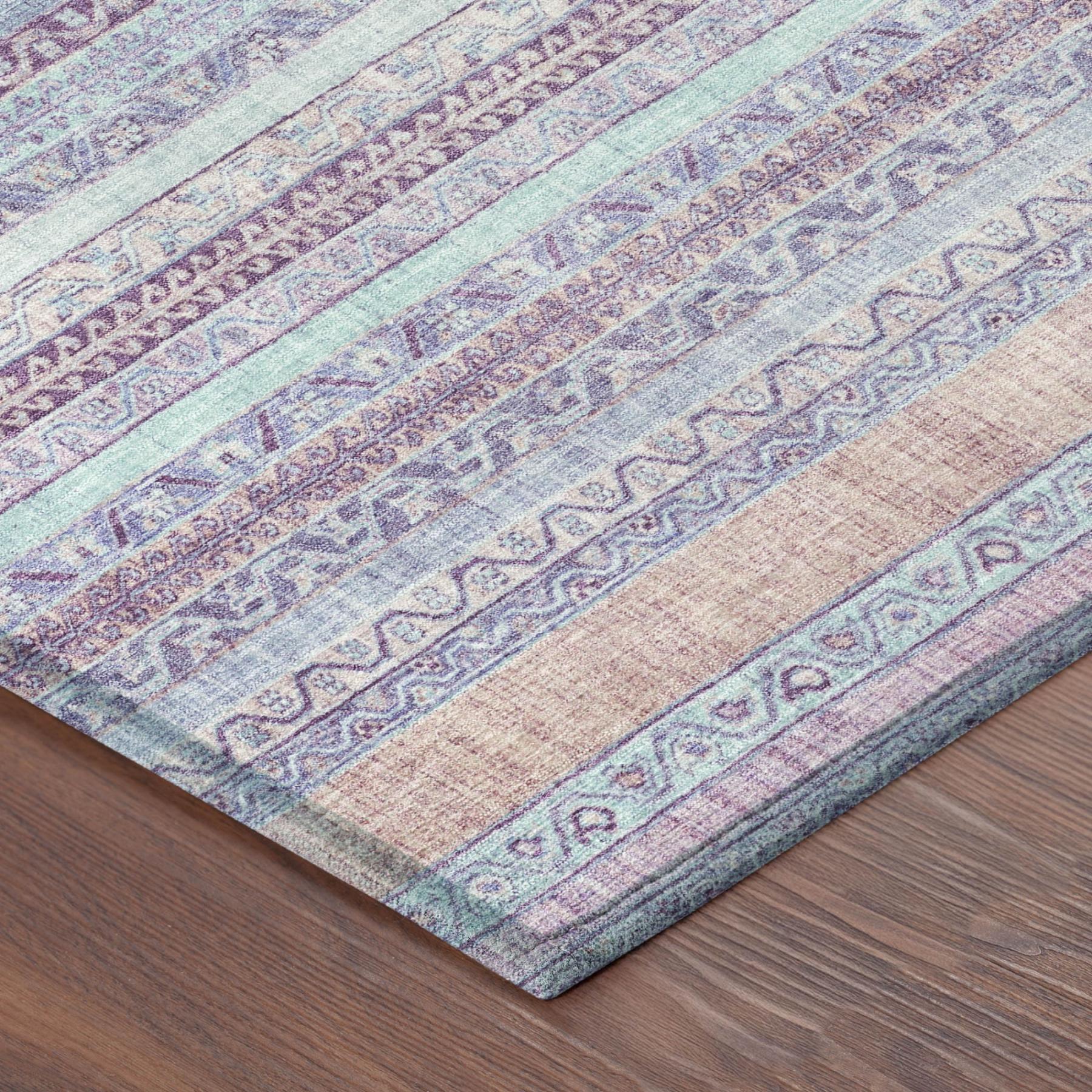 5' X 8' Pink And Lavender Striped Washable Indoor Outdoor Area Rug Homeroots Outdoor