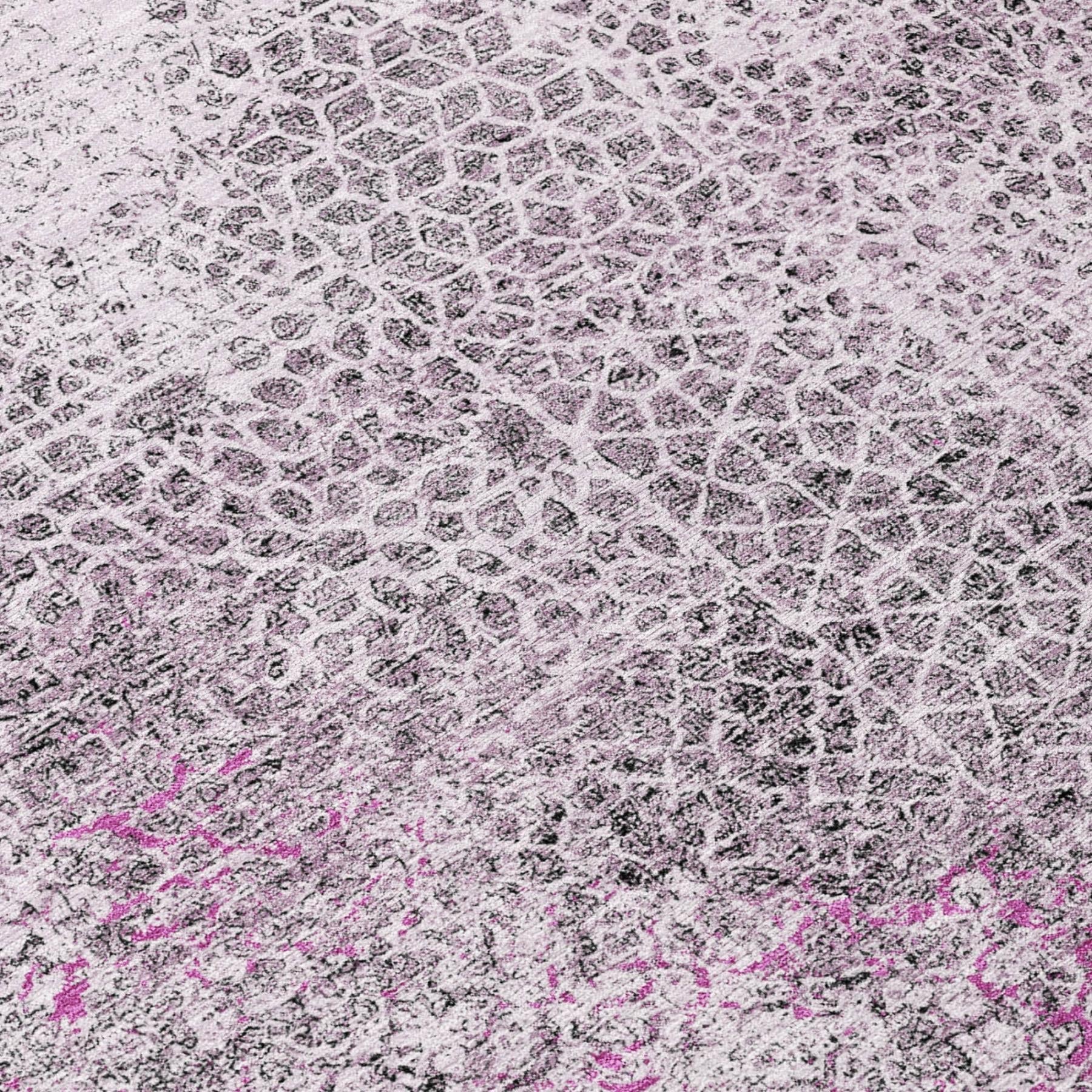 5' X 8' Pink And Pewter Abstract Washable Indoor Outdoor Area Rug Homeroots Outdoor