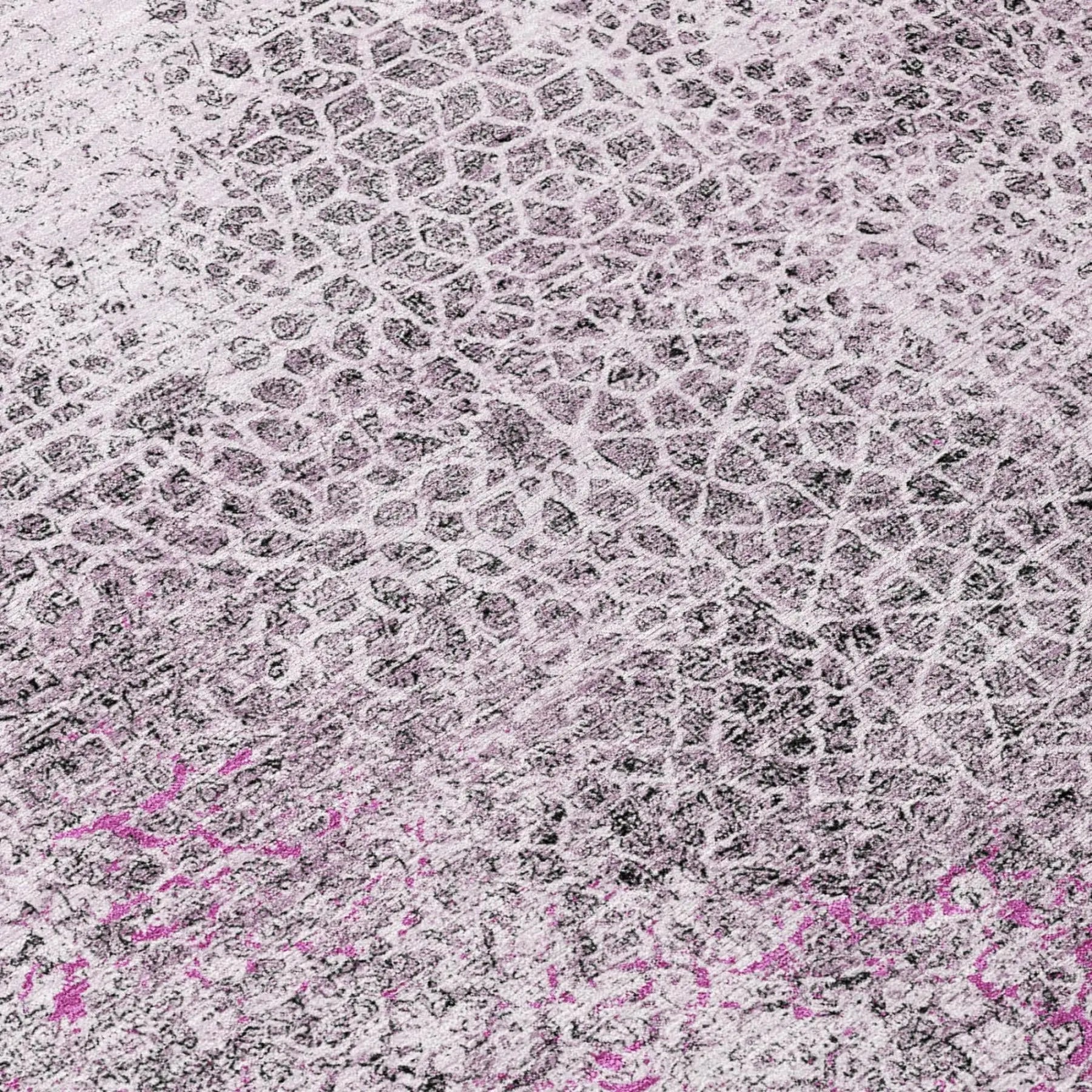 5' X 8' Pink And Pewter Abstract Washable Indoor Outdoor Area Rug Homeroots Outdoor