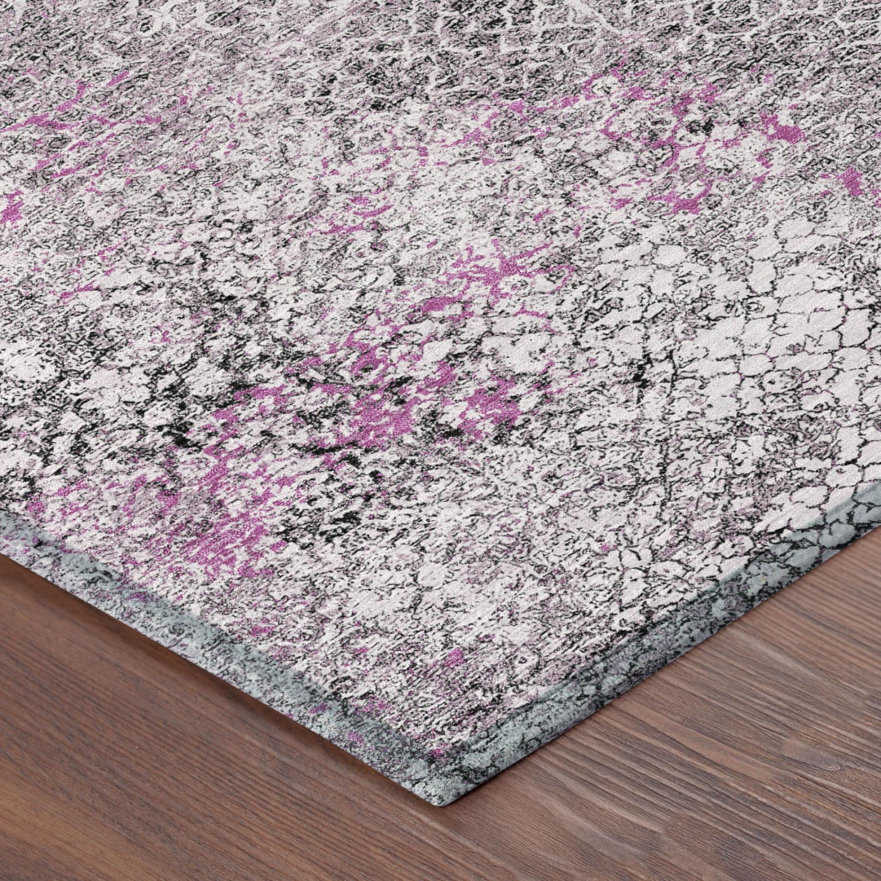 5' X 8' Pink And Pewter Abstract Washable Indoor Outdoor Area Rug Homeroots Outdoor