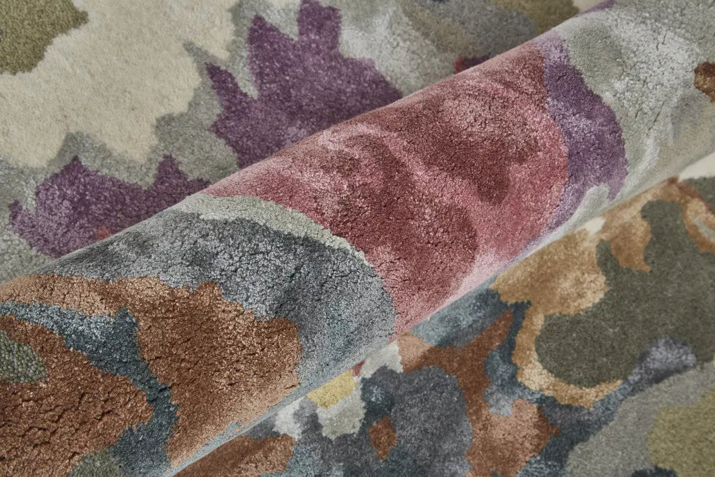 5' X 8' Pink and Green Wool Floral Hand Tufted Area Rug Homeroots Home Decor