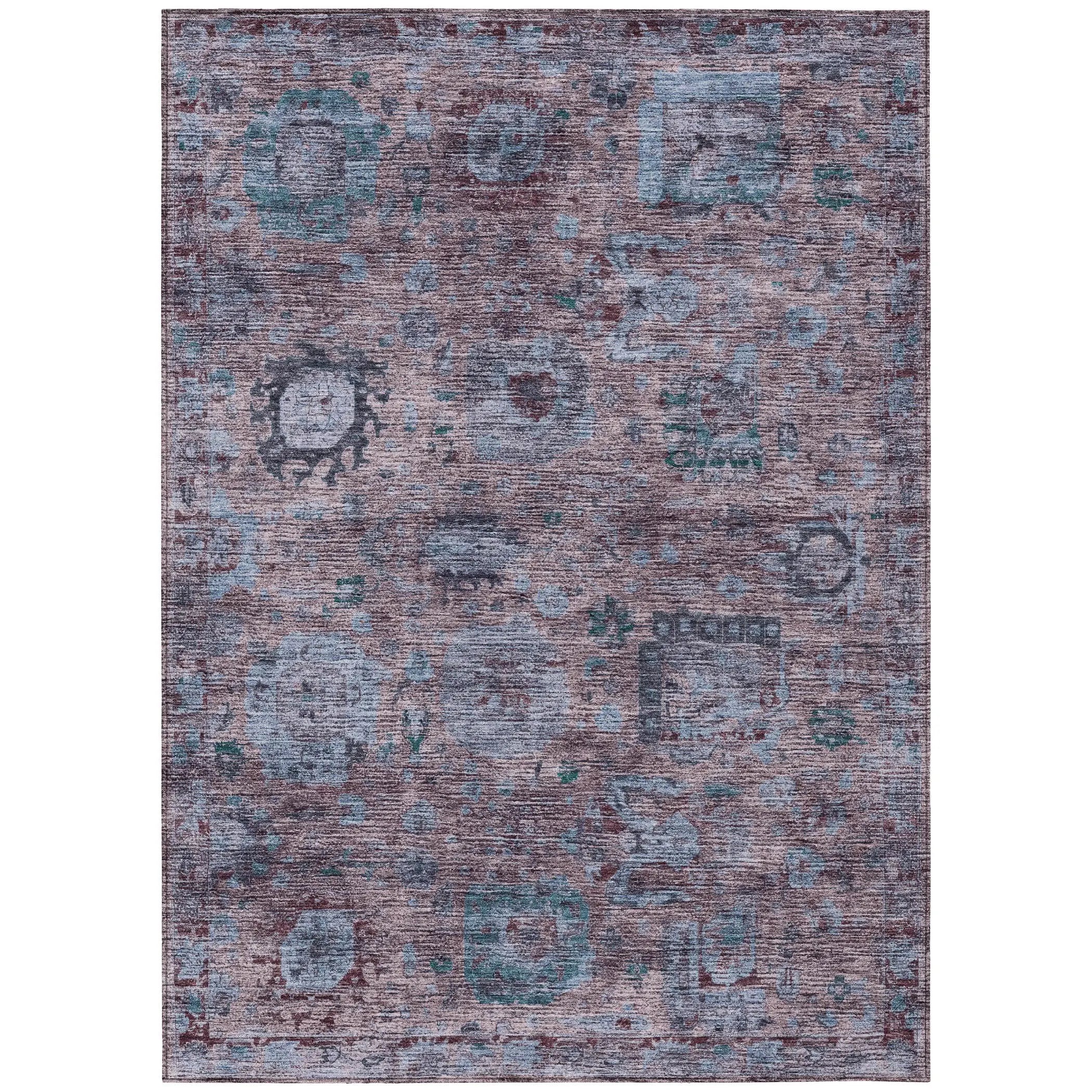 5' X 8' Plum And Brown Abstract Washable Indoor Outdoor Area Rug Homeroots Outdoor