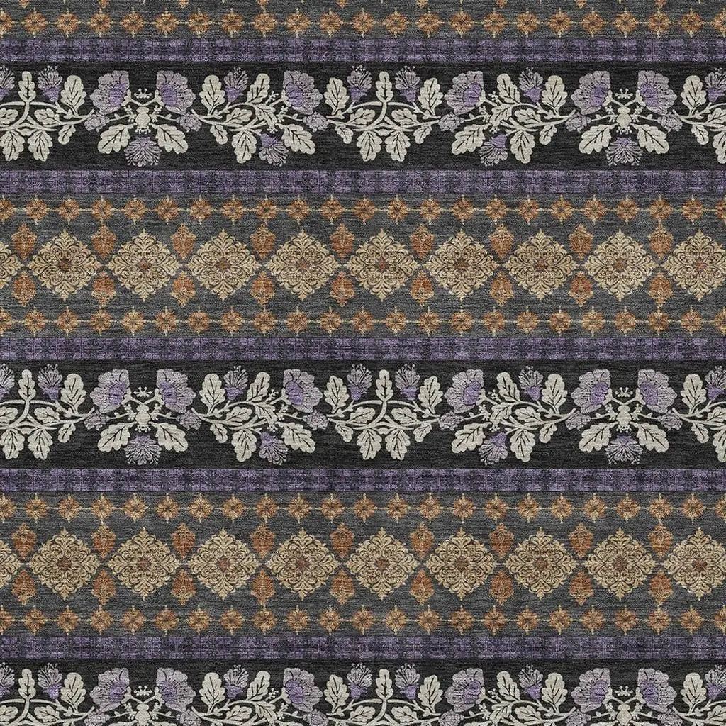 5' X 8' Plum And Copper Striped Washable Indoor Outdoor Area Rug Homeroots Outdoor