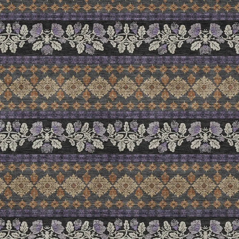 5' X 8' Plum And Copper Striped Washable Indoor Outdoor Area Rug Homeroots Outdoor