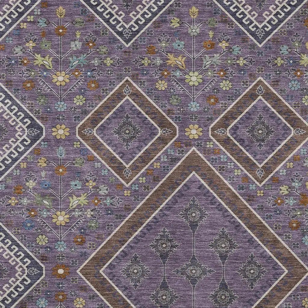 5' X 8' Plum And Eggplant Medallion Washable Indoor Outdoor Area Rug Homeroots Outdoor