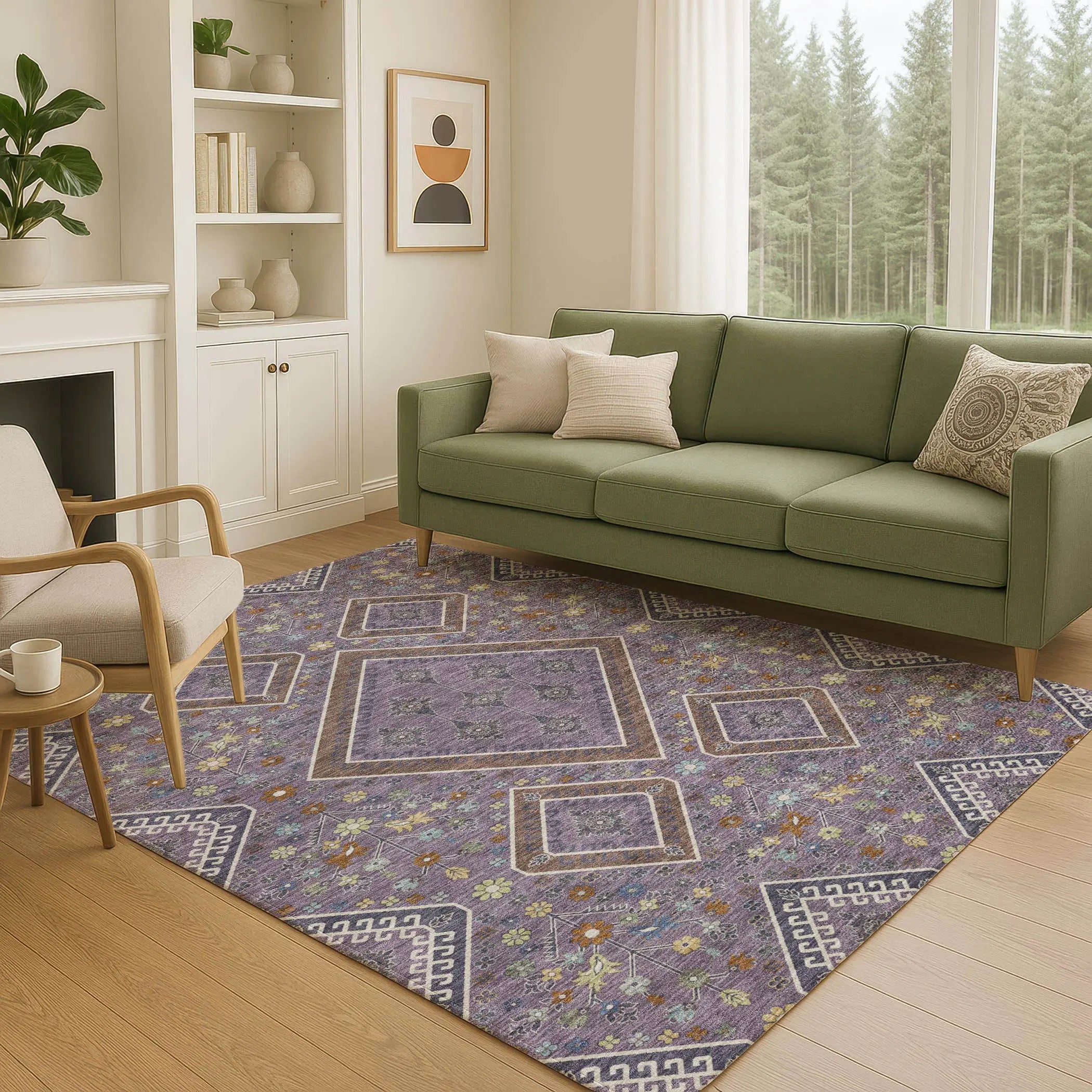 5' X 8' Plum And Eggplant Medallion Washable Indoor Outdoor Area Rug Homeroots Outdoor