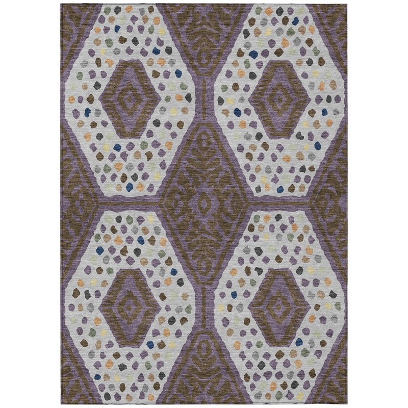 5' X 8' Plum And Eggplant Tribal Washable Indoor Outdoor Area Rug Homeroots Outdoor