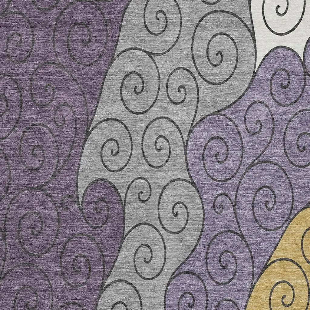 5' X 8' Plum And Gray Abstract Washable Indoor Outdoor Area Rug Homeroots Outdoor