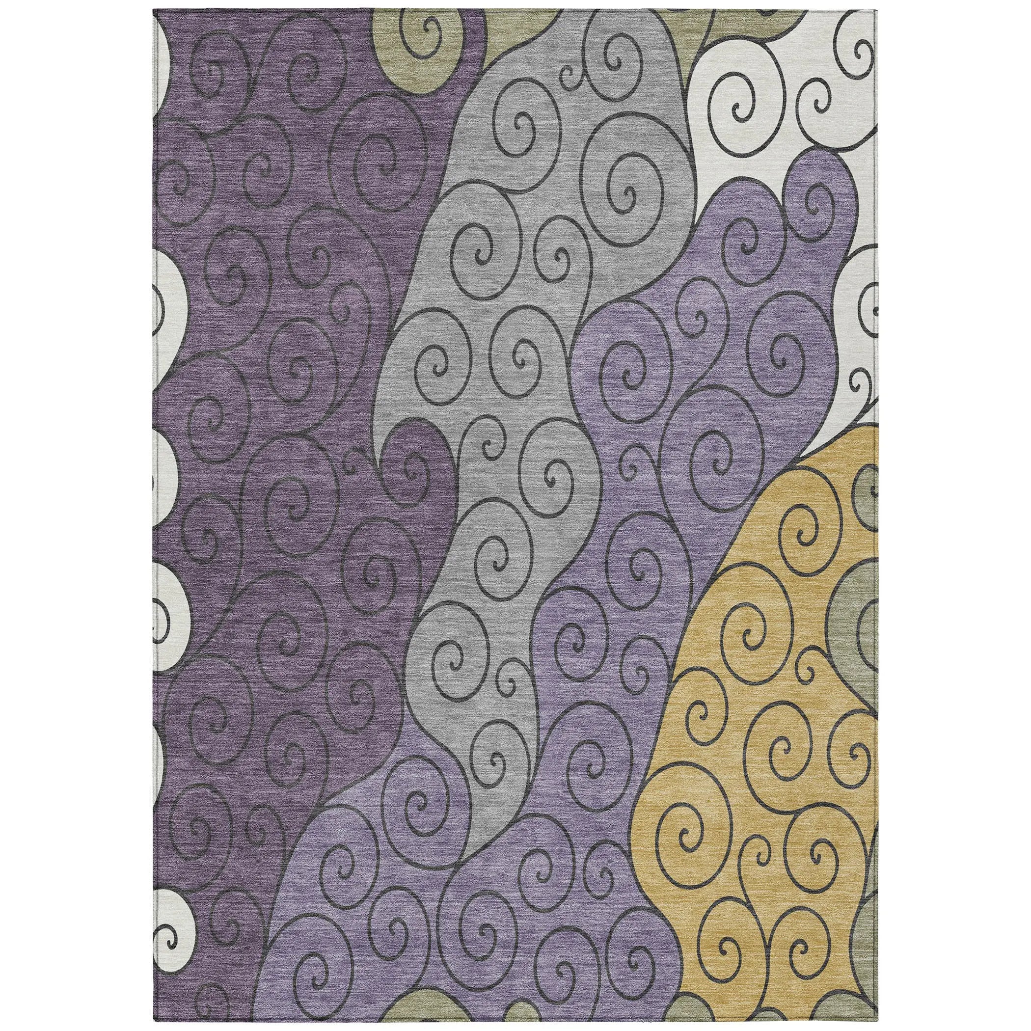 5' X 8' Plum And Gray Abstract Washable Indoor Outdoor Area Rug Homeroots Outdoor