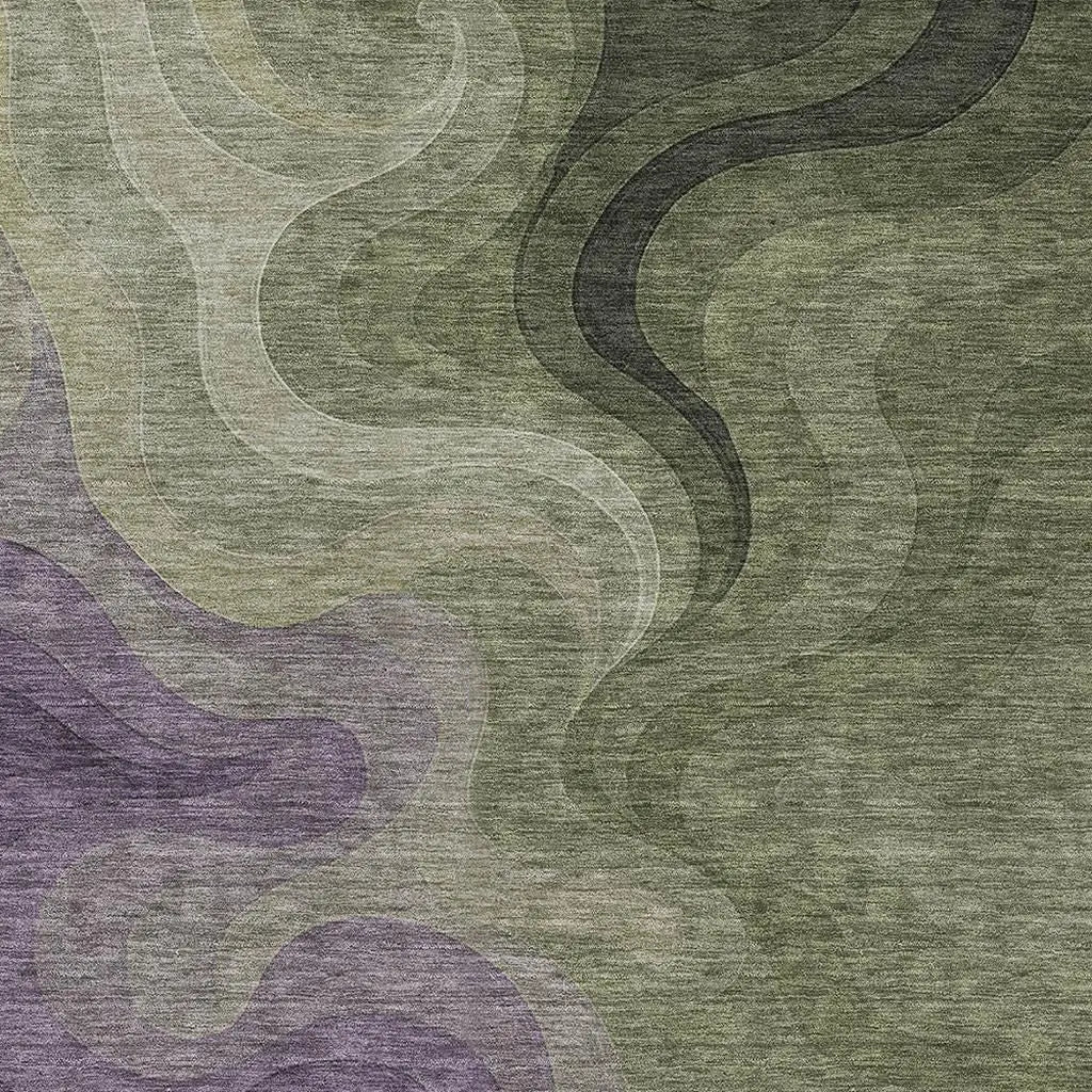 5' X 8' Plum And Green Abstract Washable Indoor Outdoor Area Rug Homeroots Outdoor