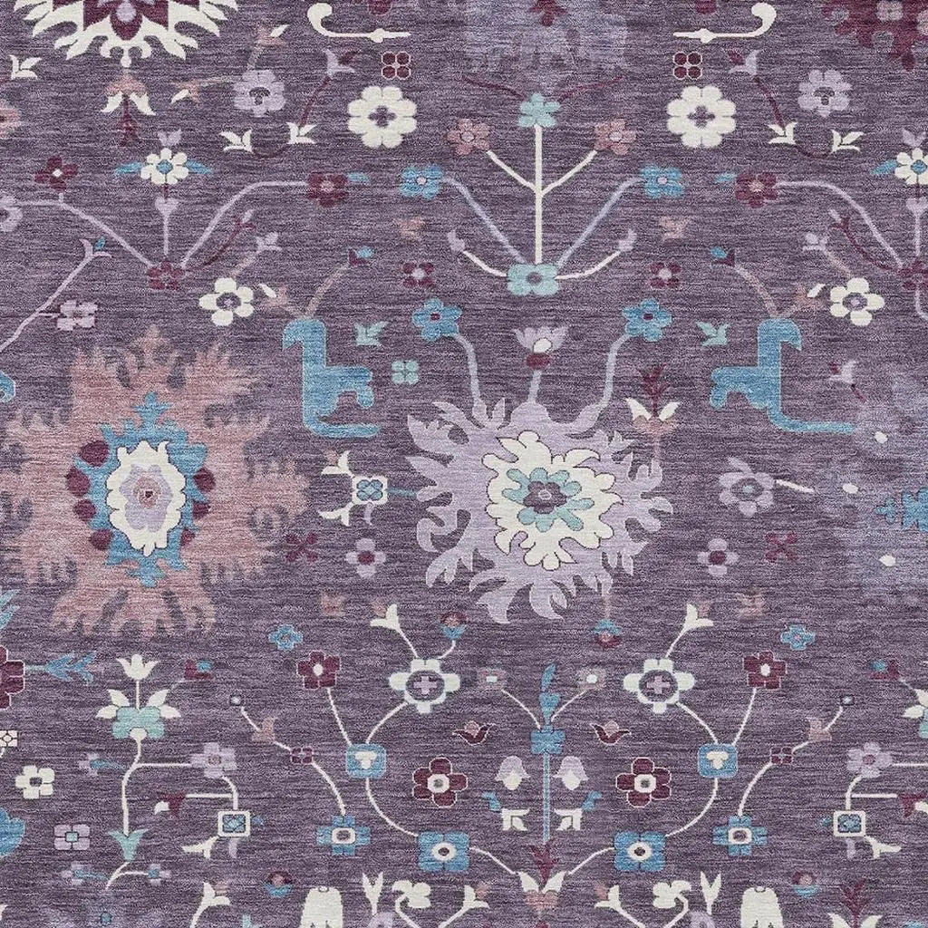 5' X 8' Plum And Lavender Faux Bois Washable Indoor Outdoor Area Rug Homeroots Outdoor