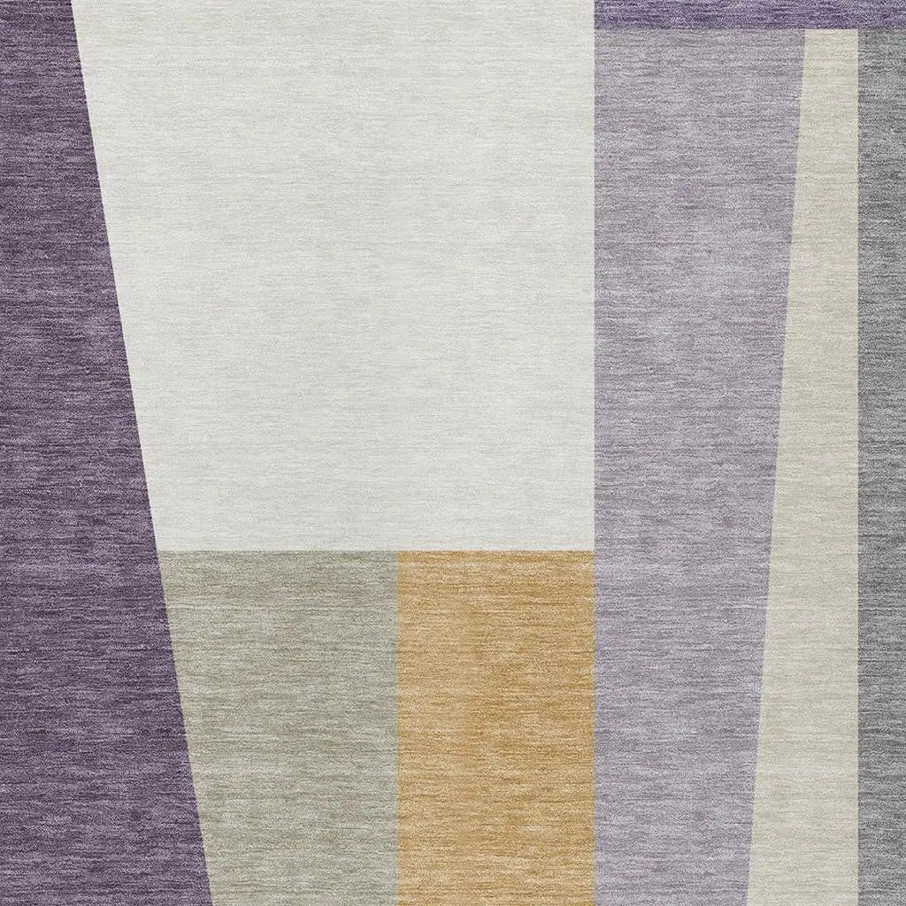 5' X 8' Plum And Lavender Geometric Washable Indoor Outdoor Area Rug Homeroots Outdoor