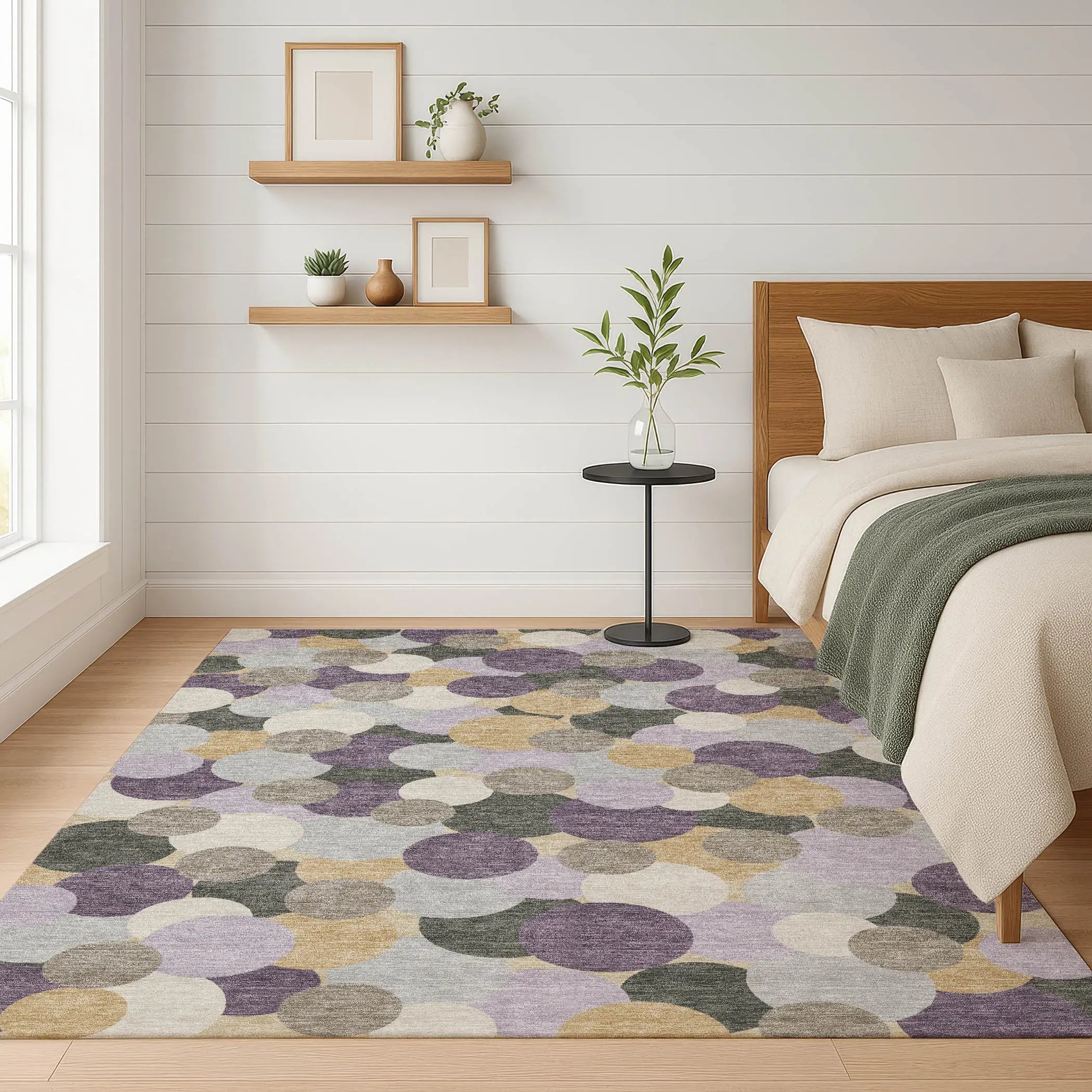 5' X 8' Plum And Lavender Geometric Washable Indoor Outdoor Area Rug Homeroots Outdoor