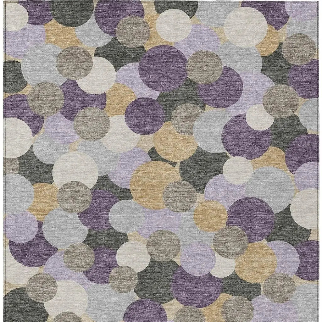 5' X 8' Plum And Lavender Geometric Washable Indoor Outdoor Area Rug Homeroots Outdoor