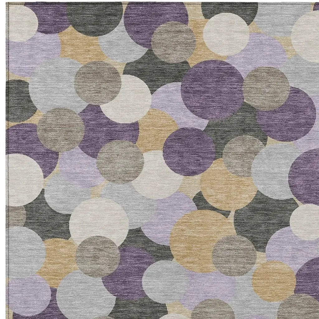 5' X 8' Plum And Lavender Geometric Washable Indoor Outdoor Area Rug Homeroots Outdoor