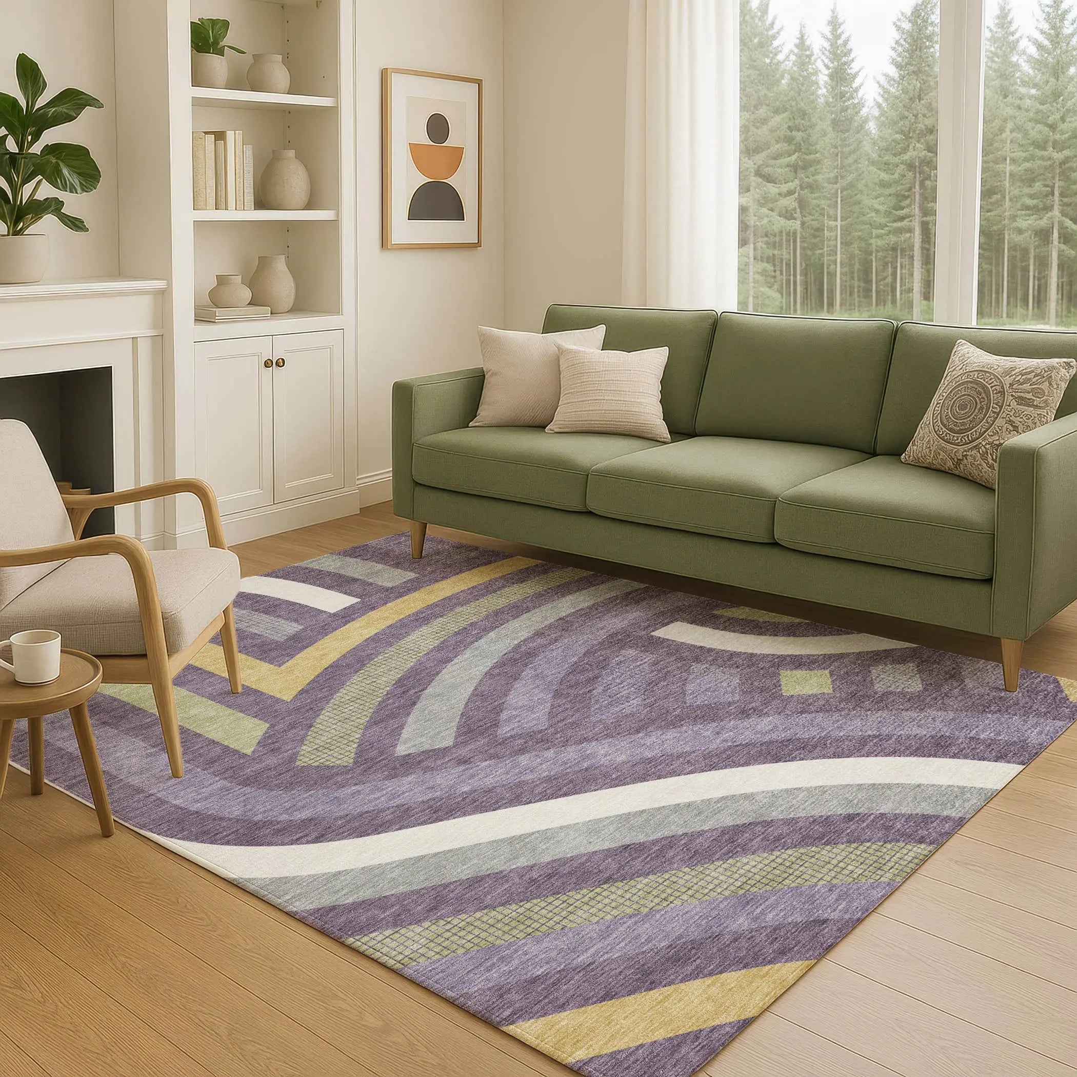 5' X 8' Plum And Purple Abstract Washable Indoor Outdoor Area Rug Homeroots Outdoor