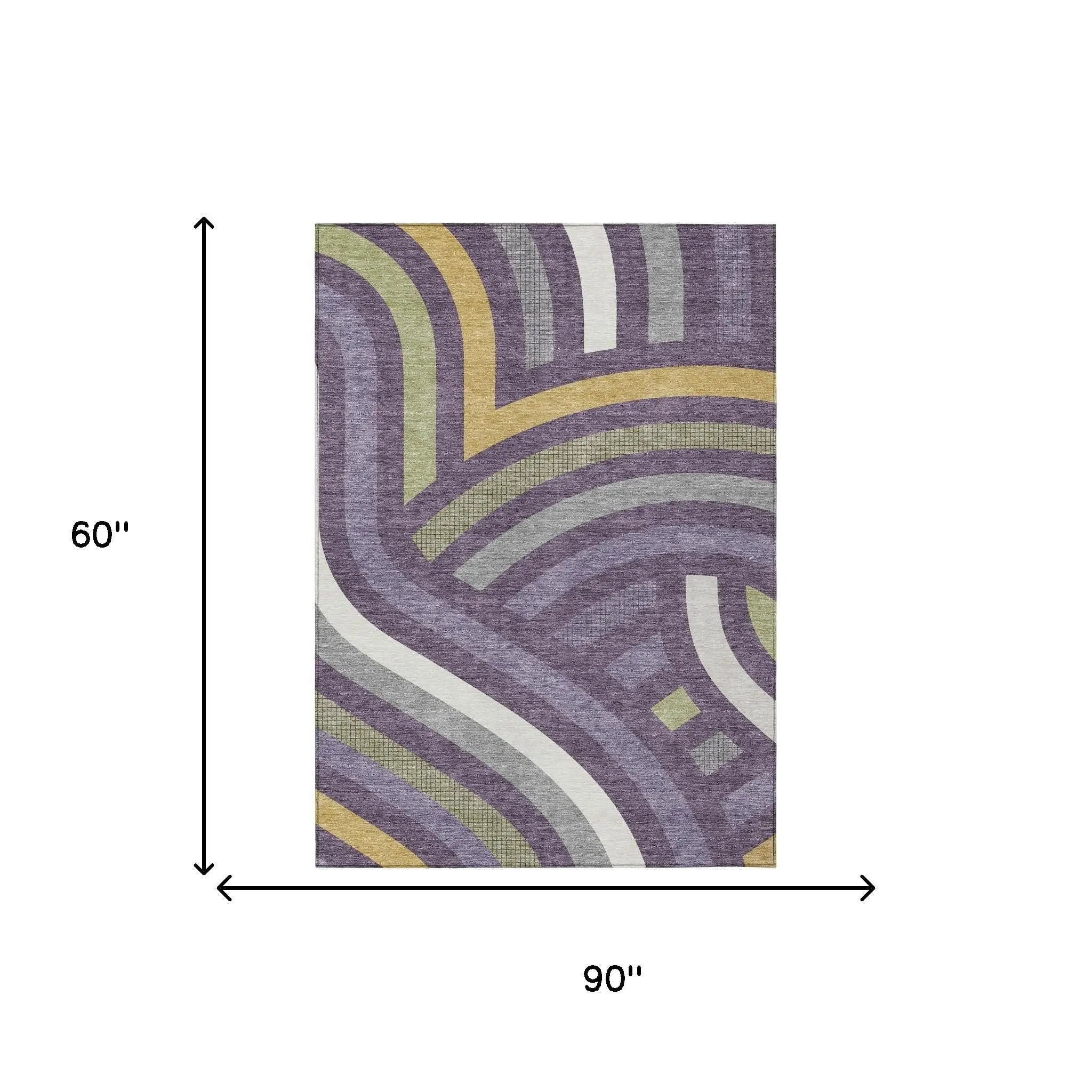 5' X 8' Plum And Purple Abstract Washable Indoor Outdoor Area Rug Homeroots Outdoor