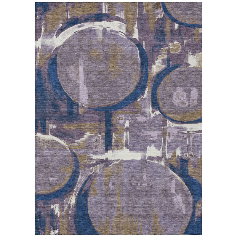 5' X 8' Plum And Purple Abstract Washable Indoor Outdoor Area Rug Homeroots Outdoor