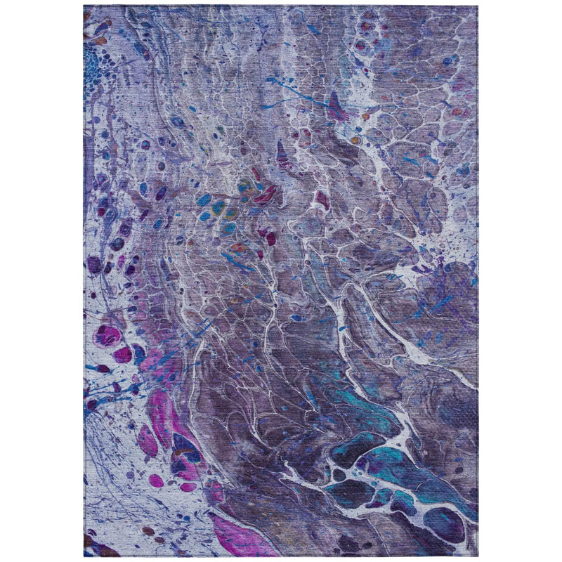 5' X 8' Plum And Purple Abstract Washable Indoor Outdoor Area Rug Homeroots Outdoor
