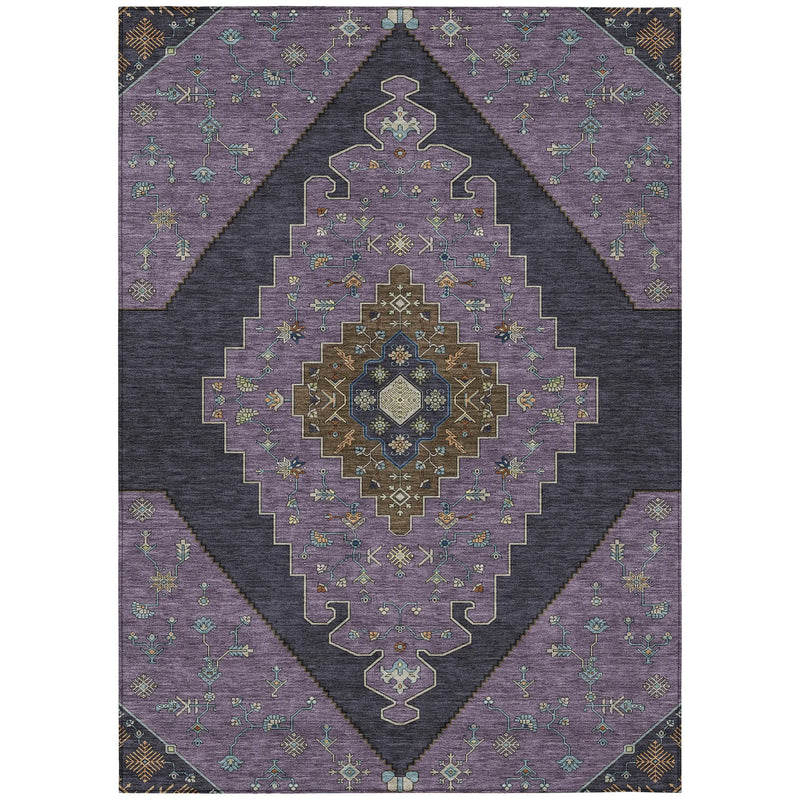 5' X 8' Plum And Purple Geometric Washable Indoor Outdoor Area Rug Homeroots Outdoor