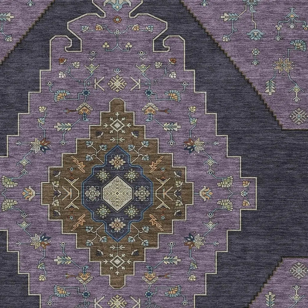 5' X 8' Plum And Purple Geometric Washable Indoor Outdoor Area Rug Homeroots Outdoor