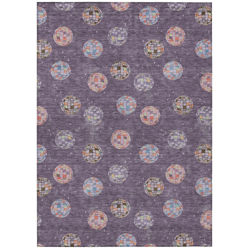 5' X 8' Plum And Purple Geometric Washable Indoor Outdoor Area Rug Homeroots Outdoor
