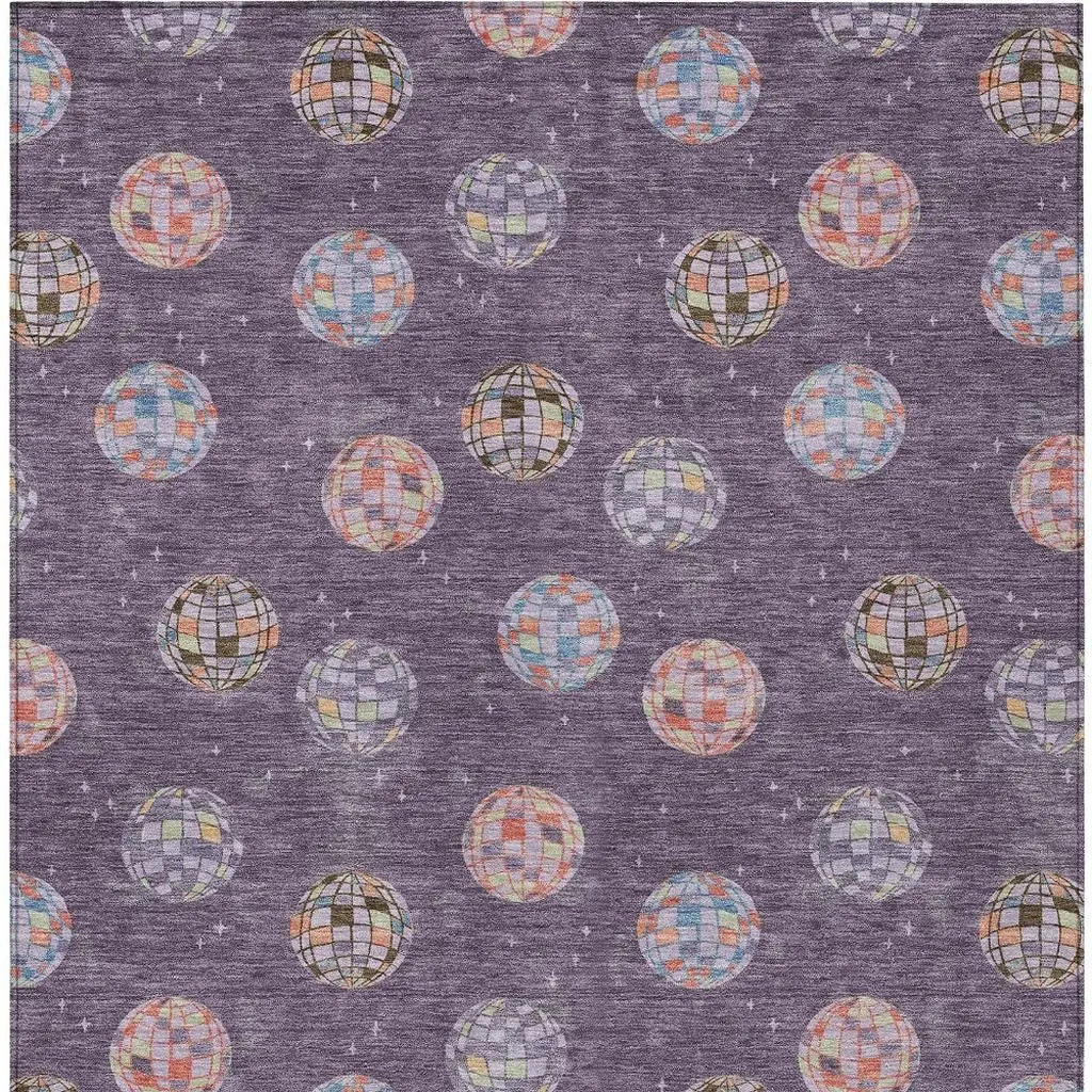5' X 8' Plum And Purple Geometric Washable Indoor Outdoor Area Rug Homeroots Outdoor