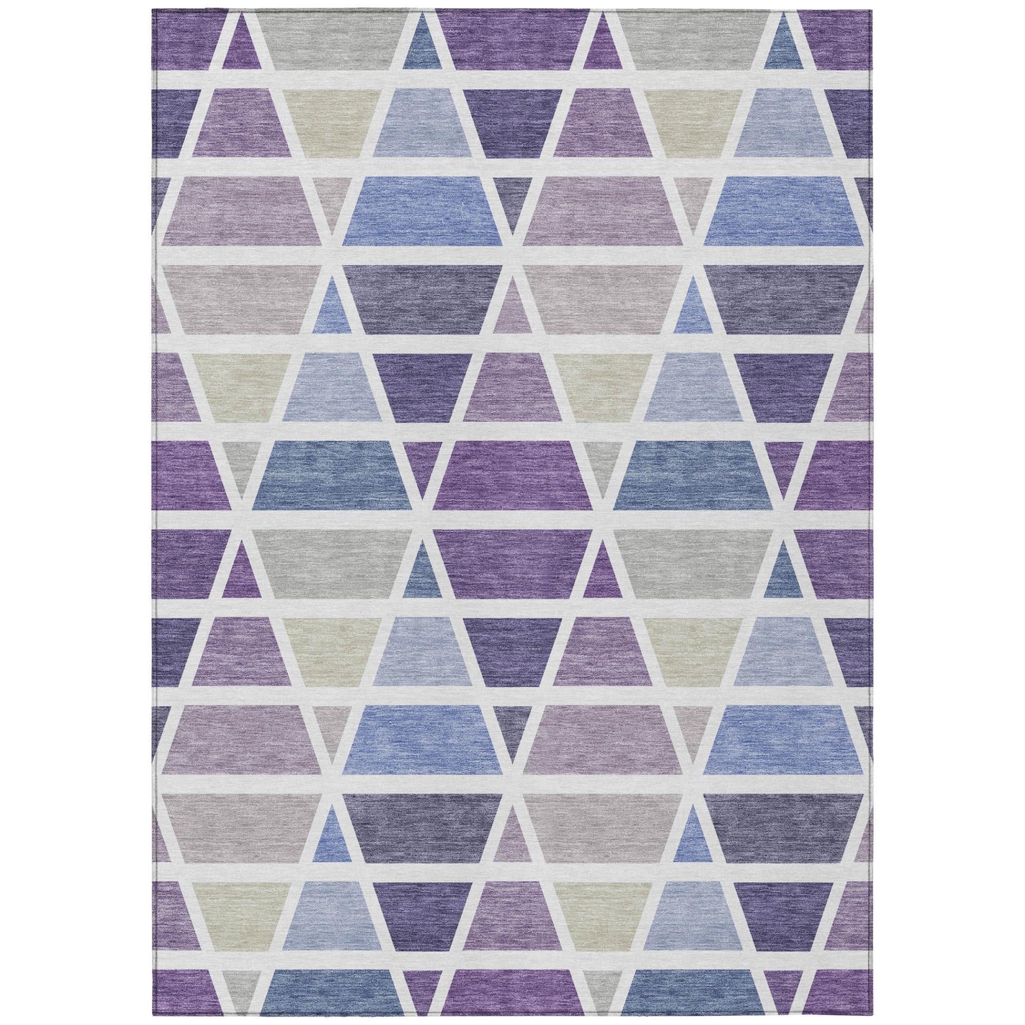 5' X 8' Plum And Purple Geometric Washable Indoor Outdoor Area Rug Homeroots Outdoor