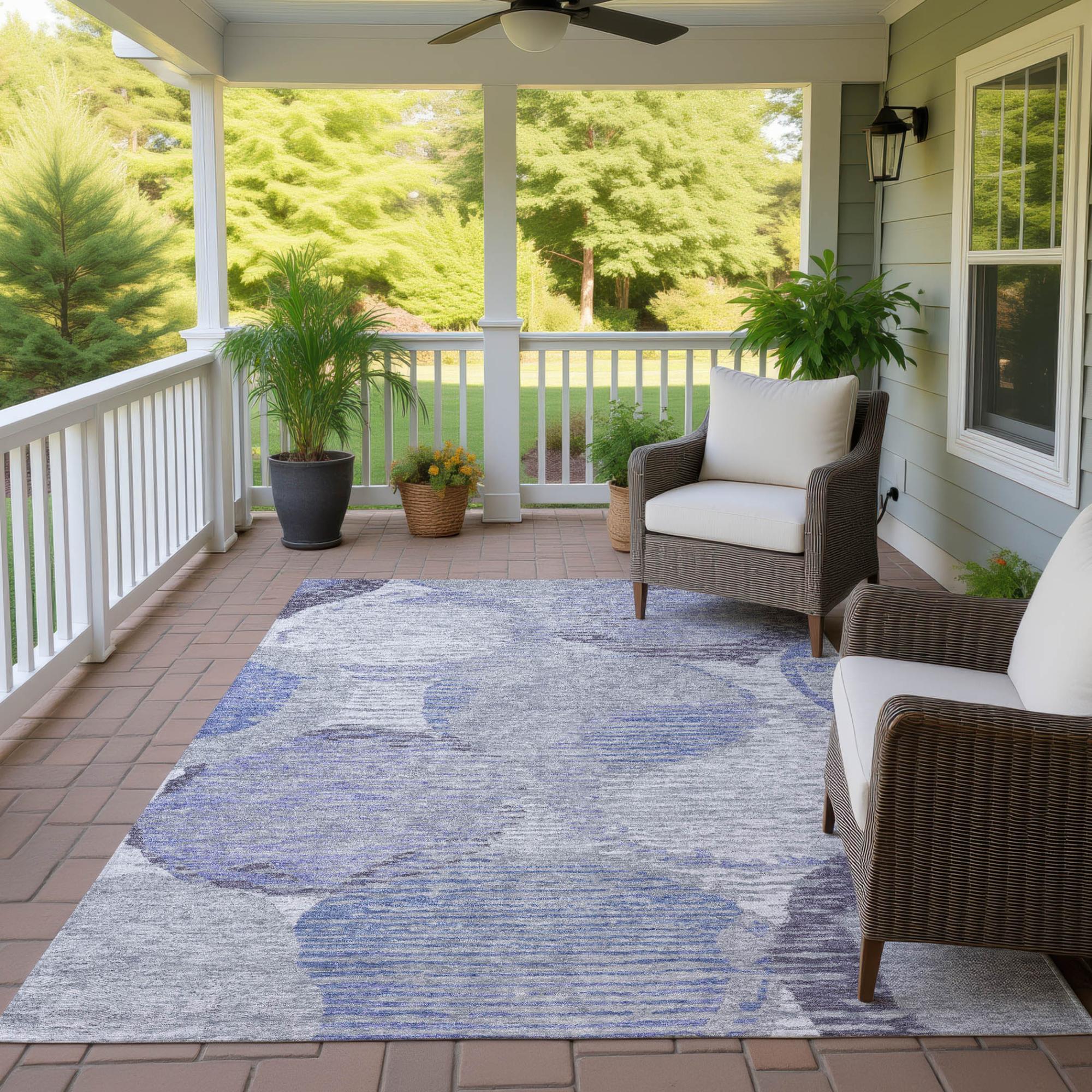 5' X 8' Plum And Purple Geometric Washable Indoor Outdoor Area Rug Homeroots Outdoor