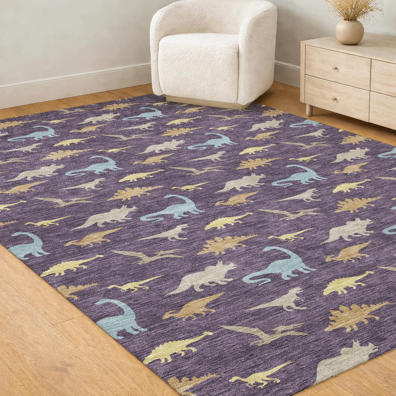 5' X 8' Plum And Purple Geometric Washable Indoor Outdoor Area Rug Homeroots Outdoor