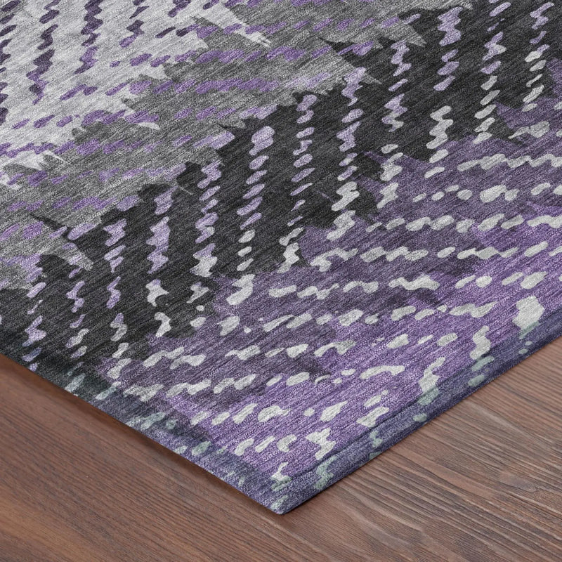 5' X 8' Plum And Purple Striped Washable Indoor Outdoor Area Rug Homeroots Outdoor