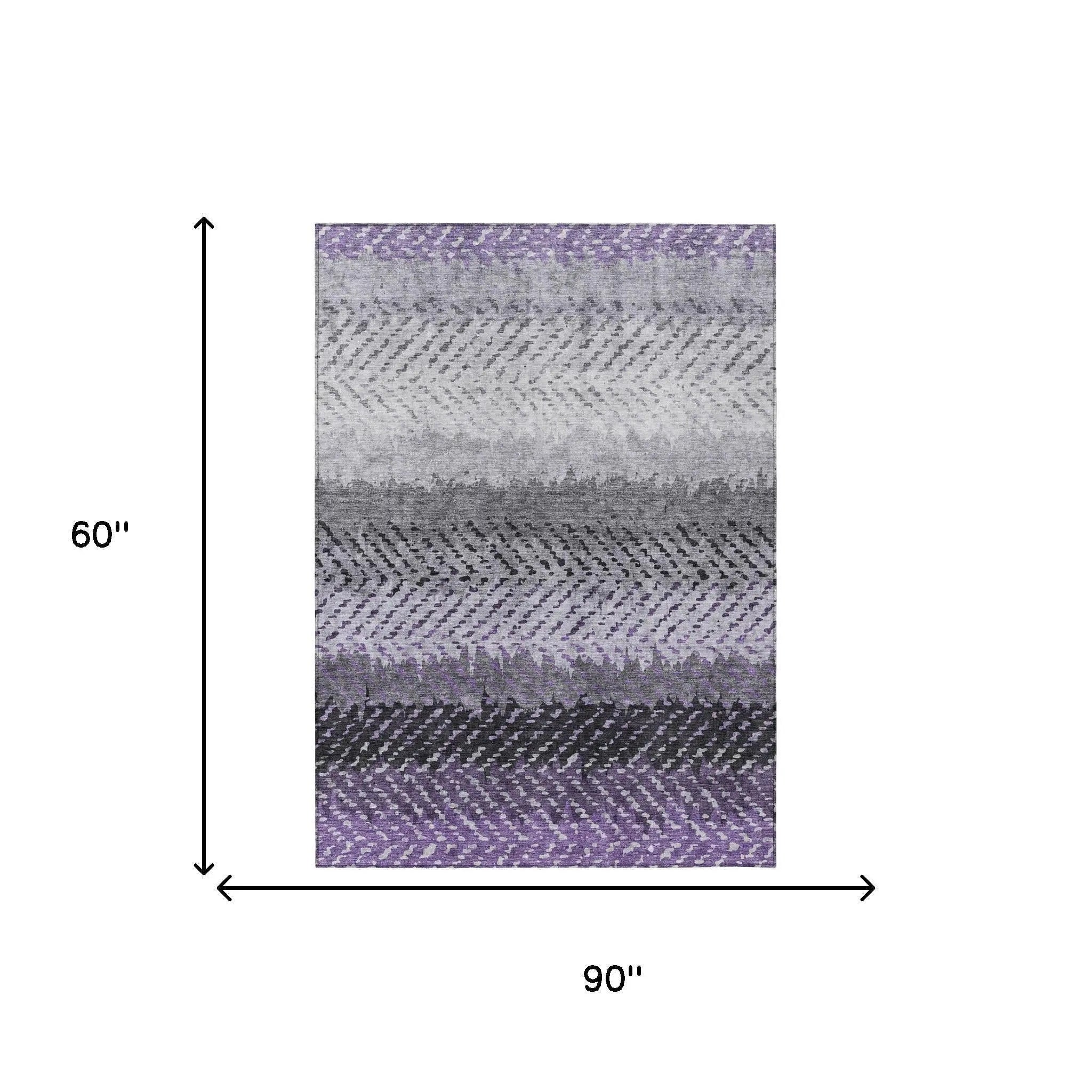 5' X 8' Plum And Purple Striped Washable Indoor Outdoor Area Rug Homeroots Outdoor
