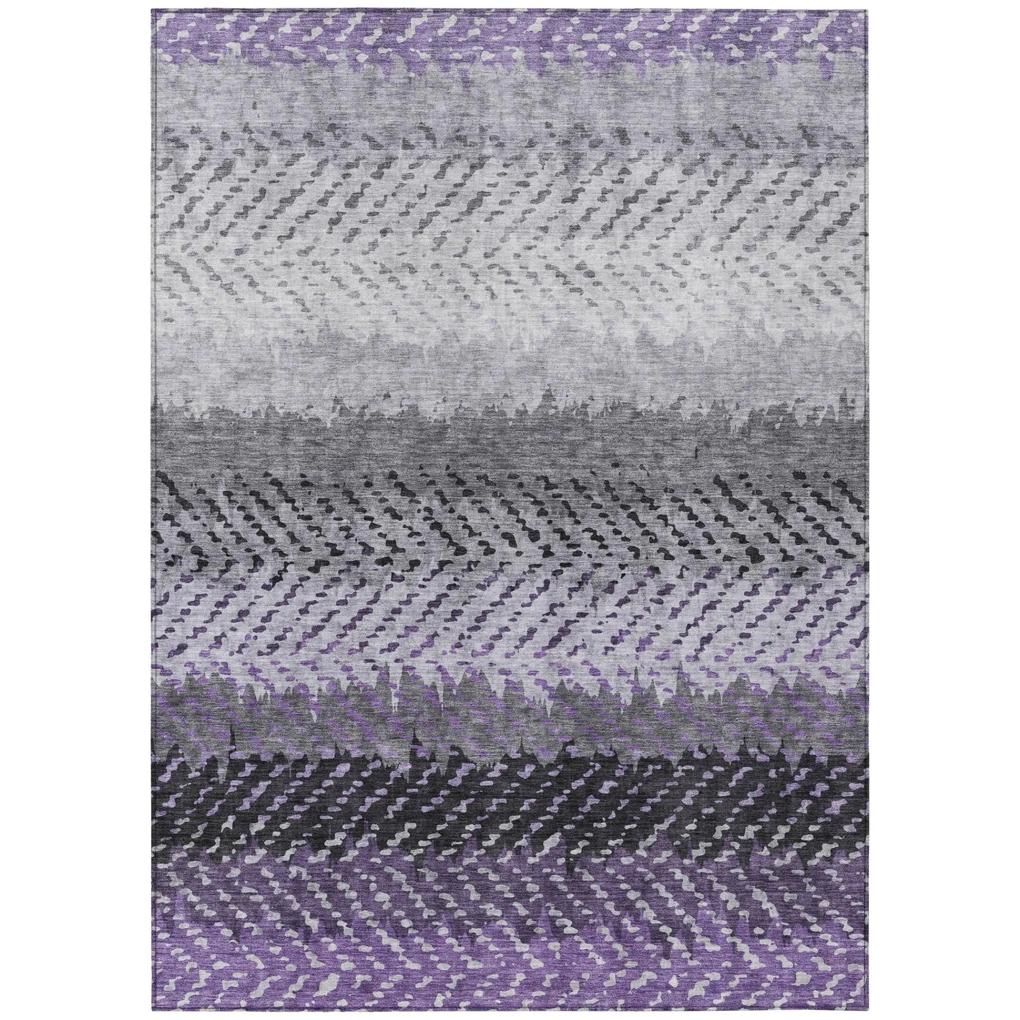 5' X 8' Plum And Purple Striped Washable Indoor Outdoor Area Rug Homeroots Outdoor