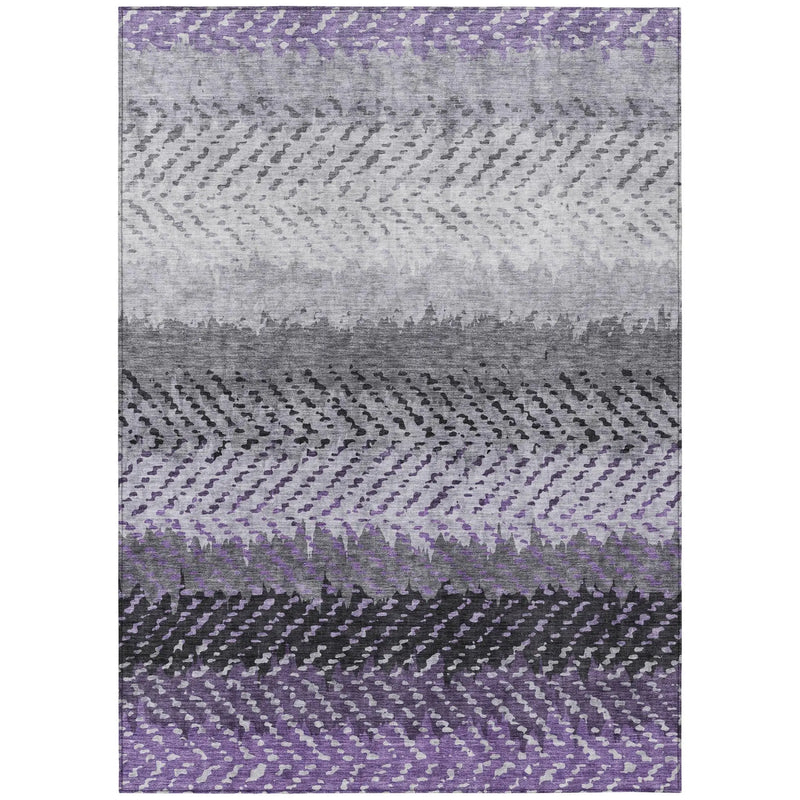 5' X 8' Plum And Purple Striped Washable Indoor Outdoor Area Rug Homeroots Outdoor