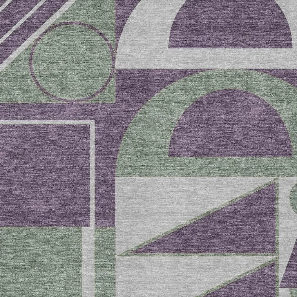 5' X 8' Plum And Silver Geometric Washable Indoor Outdoor Area Rug Homeroots Outdoor