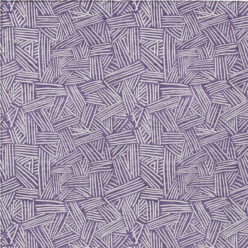 5' X 8' Purple And Beige Geometric Washable Indoor Outdoor Area Rug Homeroots Outdoor