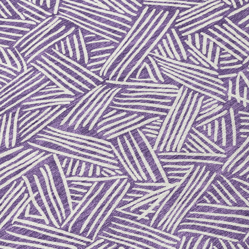 5' X 8' Purple And Beige Geometric Washable Indoor Outdoor Area Rug Homeroots Outdoor